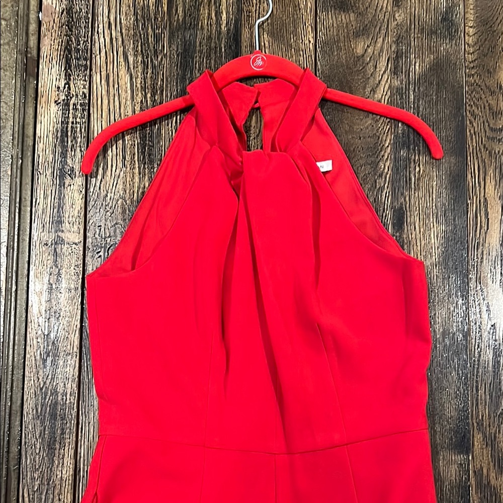 Elegant Red Halter Neck Dress
